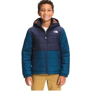 The North Face - Boys Blue Reversible Mount Chimbo Zip Hooded Jacket Large 14 16